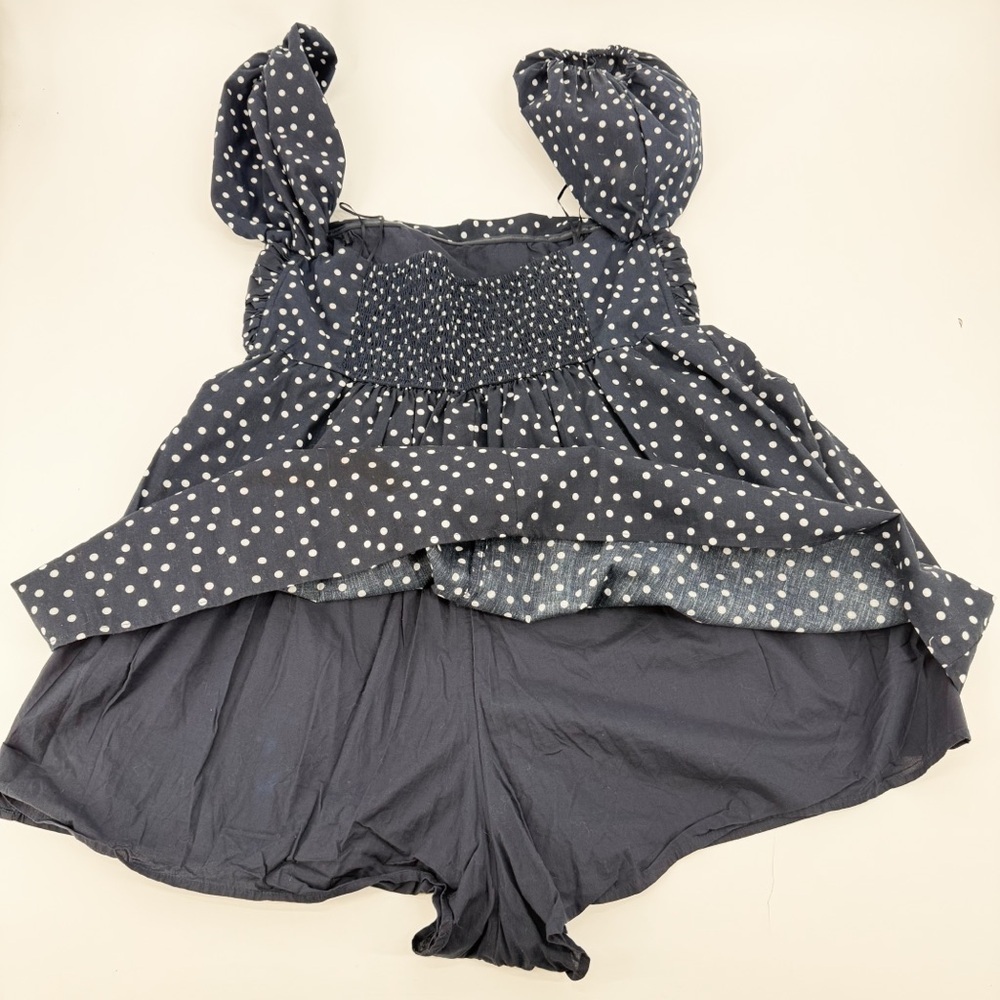 Abercrombie & Fitch Off Shoulder Polka Dot Mini Skort Dress XL Retro Summer - Picture 7 of 8